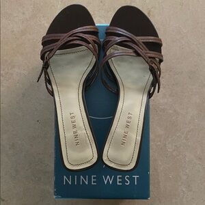 Nine West Brown Leather Heel Sandals